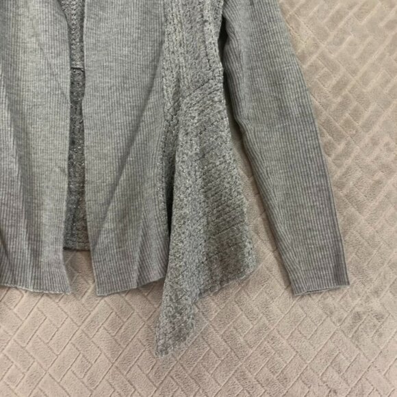 Jones New York Womens Small Cardigan Sweater Sparkly Gray Wool Blend Open Front - Picture 4 of 11